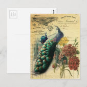 boho floral frans moderne pauw briefkaart (Voorkant / Achterkant)