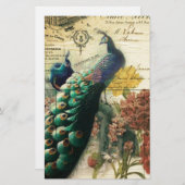 boho floral frans moderne pauw briefpapier (Voorkant / Achterkant)