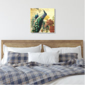 boho floral frans moderne pauw canvas afdruk (Insitu (Slaapkamer))