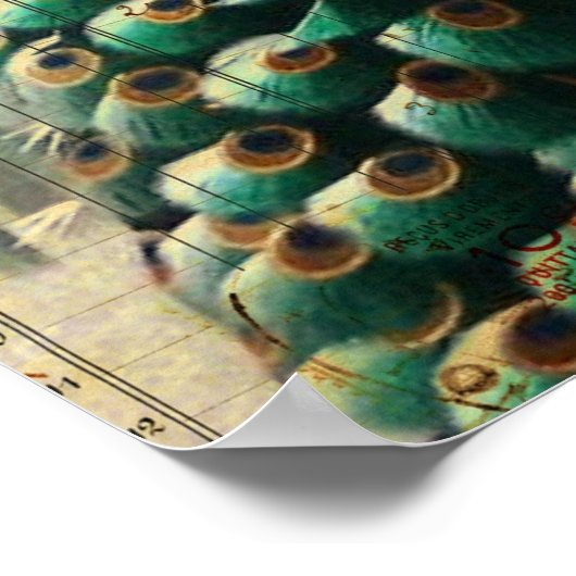 boho floral frans moderne pauw poster (Hoek)