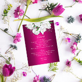 Boho Floral Fuchsia Pink Wedding Details Informatiekaartje