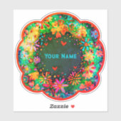 Boho Floral Fun Custom Name Inspirivity Trendy Sticker (Vel)
