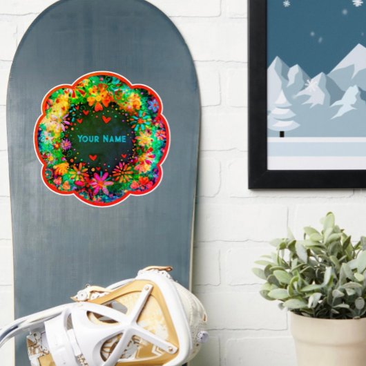 Boho Floral Fun Custom Name Inspirivity Trendy Sticker