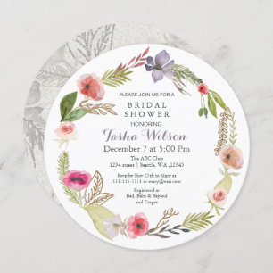 Boho Floral Garden Bridal Shower Invitations Kaart