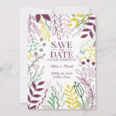 Boho Floral Garden Summer Herfst Cassis MellowYell Save The Date (Voorkant)