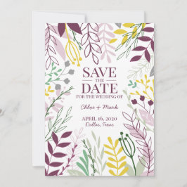 Boho Floral Garden Summer Herfst Cassis Saffron Save The Date