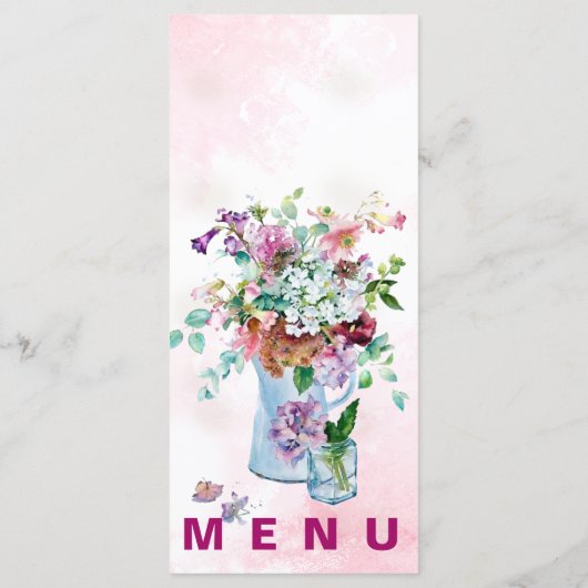 Boho Floral Garden Wedding Receptie Diner Menu (Achterkant)
