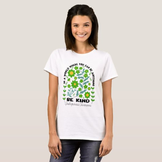Boho Floral Gastroparesis Awareness Be Kind T-shirt (Voorkant volledig)