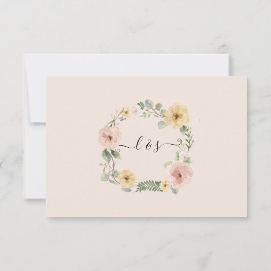 Boho Floral Geel Roze Roze RSVP Reactie (Achterkant)