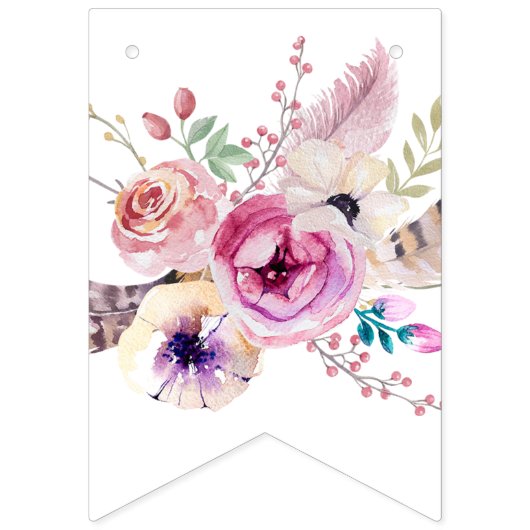 Boho Floral Gelukkige Verjaardag Vlaggetjes (Eerste vlag)