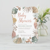 Boho Floral Gender Neutral Baby shower Invitation Kaart (Staand voorkant)