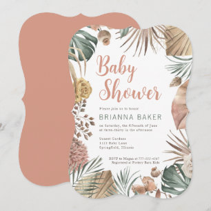 Boho Floral Gender Neutral Baby shower Invitation Kaart