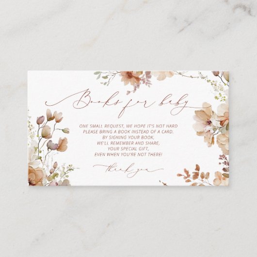 Boho Floral Gender Neutral Book Request Informatiekaartje (Voorkant)