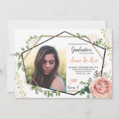 Boho Floral Geometrisch Goud Afstuderen Uitnodigin Kaart (Voorkant)