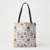 Boho Floral Geometry – Earthy Wildflower Pattern Tote Bag (Voorkant)