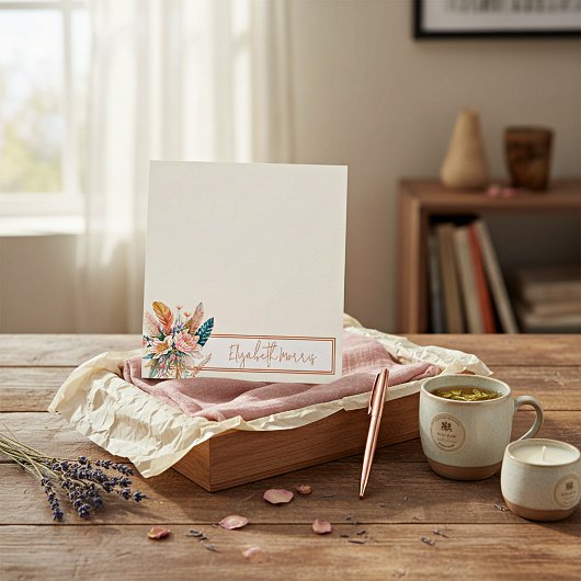 Boho floral gepersonaliseerd notitieblok