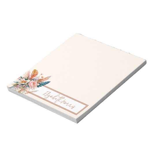 Boho floral gepersonaliseerd notitieblok (Linkerzijde)