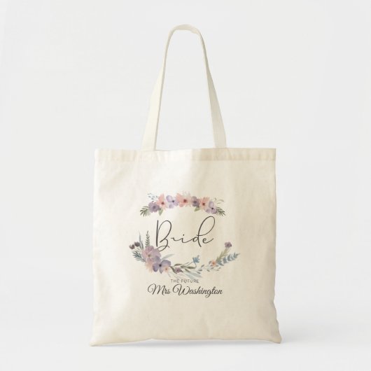 Boho Floral gepersonaliseerde bruid toekomst mevro Tote Bag (Voorkant)