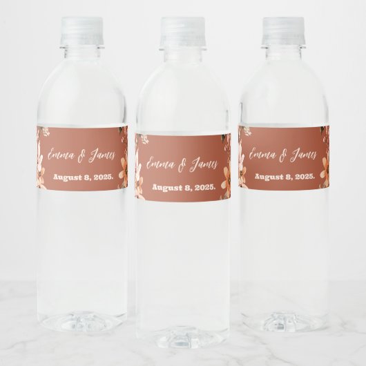 Boho Floral gepersonaliseerde waterfles labels Etiket (Flessen)