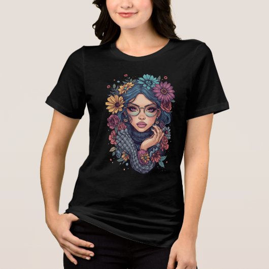 Boho Floral Girl T-Shirt (Voorkant)