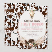 Boho Floral Girls First Rodeo 1e verjaardag Kaart (Voorkant / Achterkant)