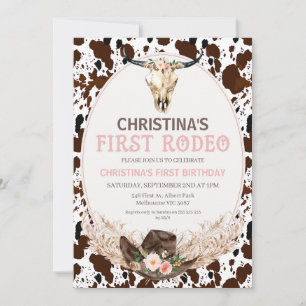 Boho Floral Girls First Rodeo 1e verjaardag Kaart
