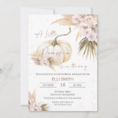 Boho Floral Girls Little Pumpkin Baby shower Invit Kaart (Voorkant)