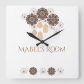 Boho Floral Girl's monogram Vierkante Klok (Voorkant)