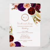 Boho Floral Glam Modern Minimal Weddenschap Foto Folie Uitnodiging (Voorkant)