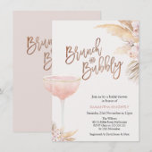 Boho Floral Glass Brunch Bubbly Vrijgezellenfeest Kaart (Voorkant / Achterkant)