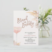 Boho Floral Glass Brunch Bubbly Vrijgezellenfeest Kaart (Staand voorkant)
