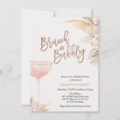 Boho Floral Glass Brunch Bubbly Vrijgezellenfeest Kaart (Voorkant)
