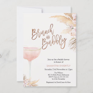 Boho Floral Glass Brunch Bubbly Vrijgezellenfeest Kaart