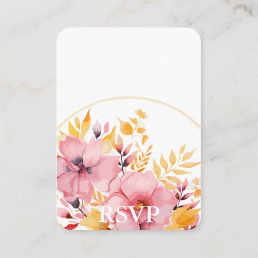 Boho Floral Gold en Pink RSVP met QR-code Informatiekaartje (Achterkant)