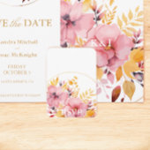 Boho Floral Gold en Pink RSVP met QR-code Informatiekaartje