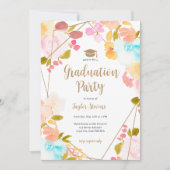 Boho Floral Gold Geometric Modern Photo Graduation Kaart (Voorkant)