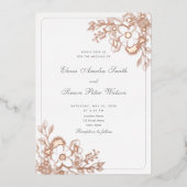 Boho Floral Gold Wedding Folie Uitnodiging (Voorkant)