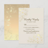 Boho Floral Gold Wedding RSVP Kaartje (Voorkant / Achterkant)