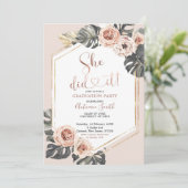 Boho Floral Graduation Party Invitation Kaart (Staand voorkant)
