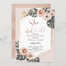 Boho Floral Graduation Party Invitation Kaart