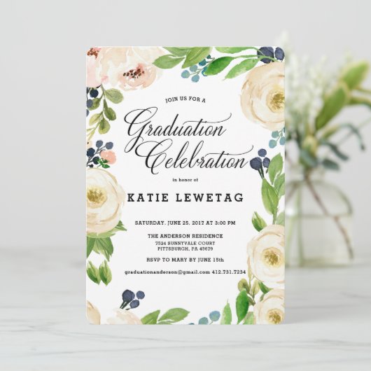 BOHO FLORAL GRADUATION PARTY UITNODIGING (Staand voorkant)