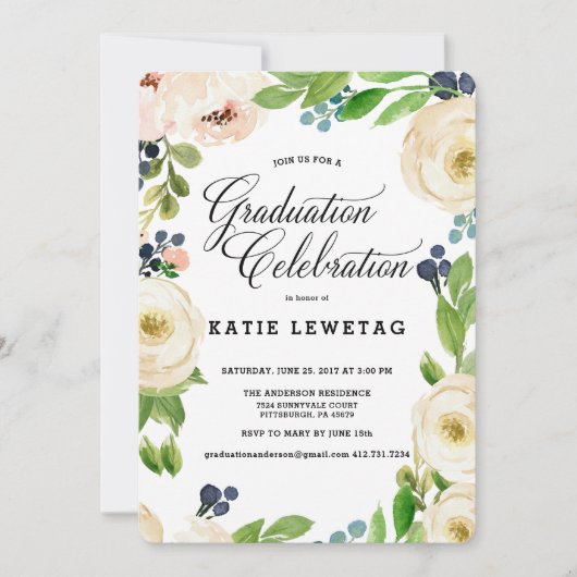 BOHO FLORAL GRADUATION PARTY UITNODIGING (Voorkant)
