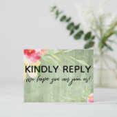 Boho Floral Green Rustic Wood Song Request RSVP Briefkaart (Staand voorkant)