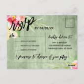 Boho Floral Green Rustic Wood Song Request RSVP Briefkaart (Achterkant)