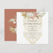BOHO Floral Greenery Pampas Grass Blush Wedding Kaart (Voorkant / Achterkant)