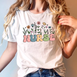 Boho Floral Groovy Gift voor een verpleegster T-shirt