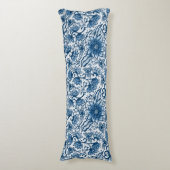 Boho Floral | Grote bloemen | Klassiek blauw Lichaamskussen (Voorkant Verticaal)