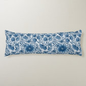 Boho Floral | Grote bloemen | Klassiek blauw Lichaamskussen (Voorkant)