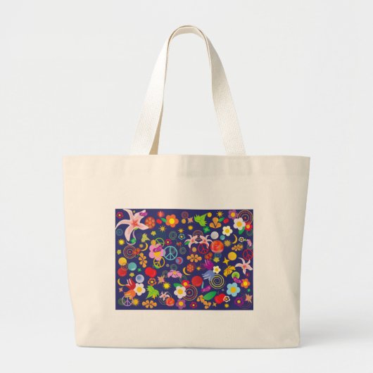 Boho floral grote tote bag (Voorkant)