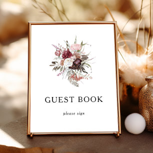 Boho Floral Guest Book Sign Poster